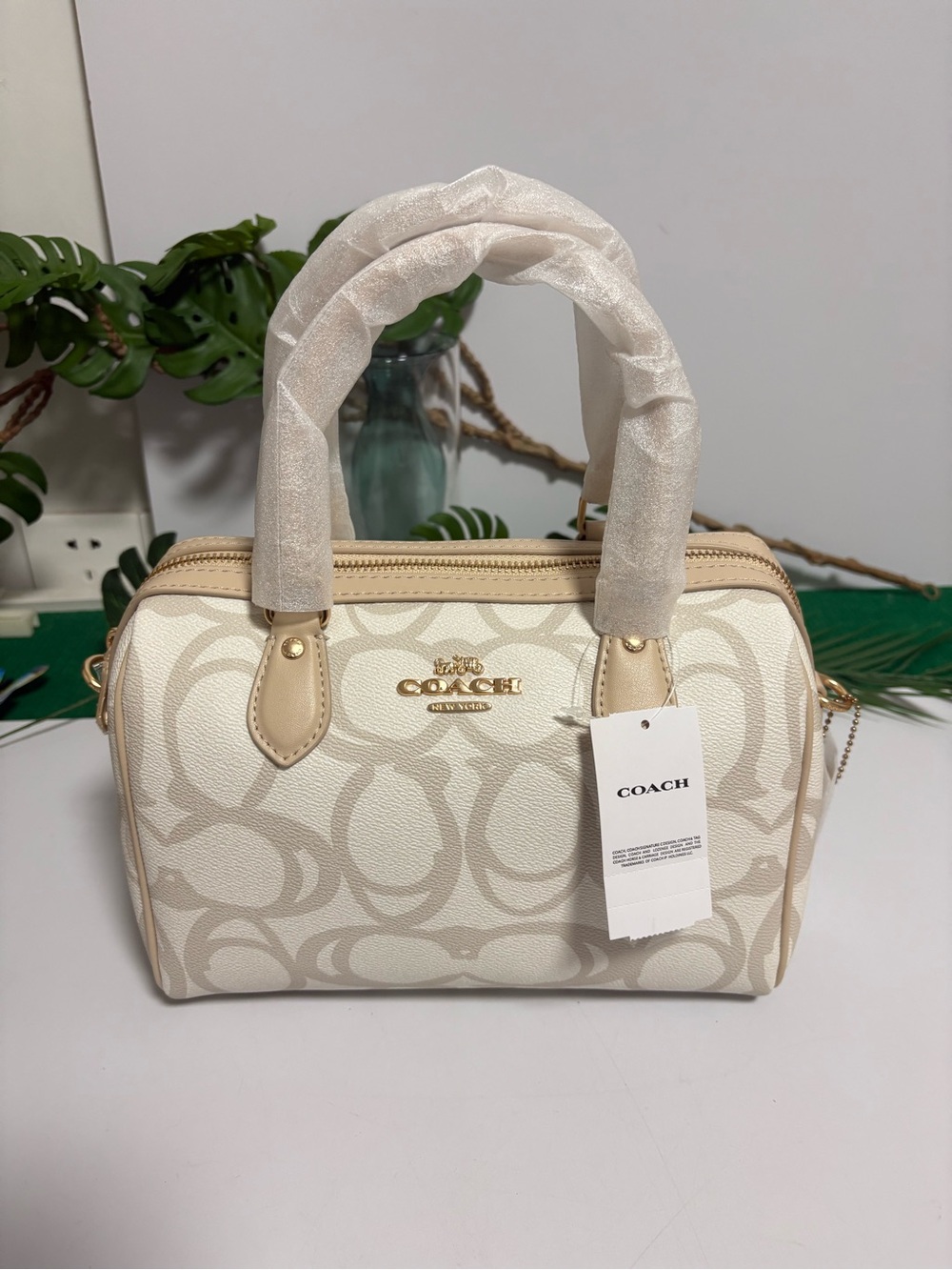 Coach Small Dome Satchel in Chalk and Beige